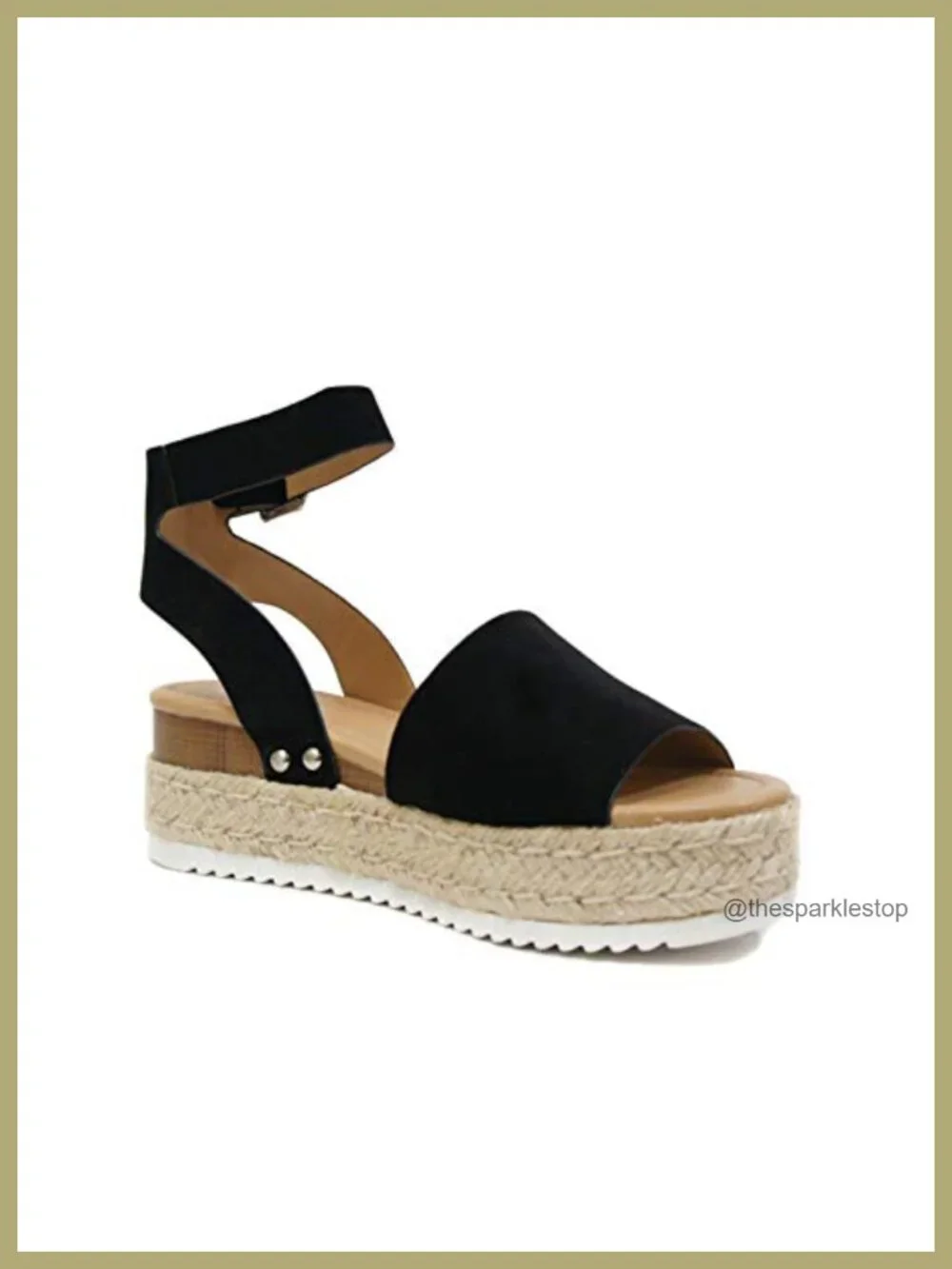 Open Toe Buckle Ankle Strap Espadrilles Flatform Wedge Casual Sandals